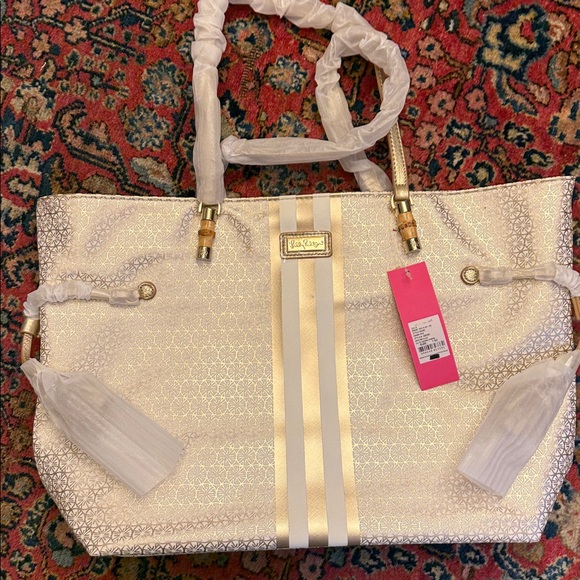 Lilly Pulitzer Gold and Cream Tote - Picture 4 of 7